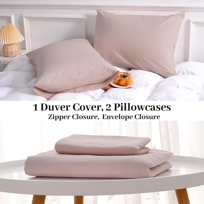 NEXHOME PRO Duvet Cover Set 100% Washed Cotton Full Size Linen Feel Textured - Image 9