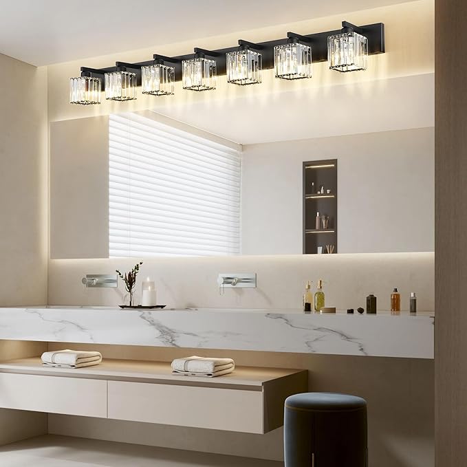Aipsun Black Vanity Light Crystal Bathroom Lighting Fixtures Modern Bathroom - Image 3