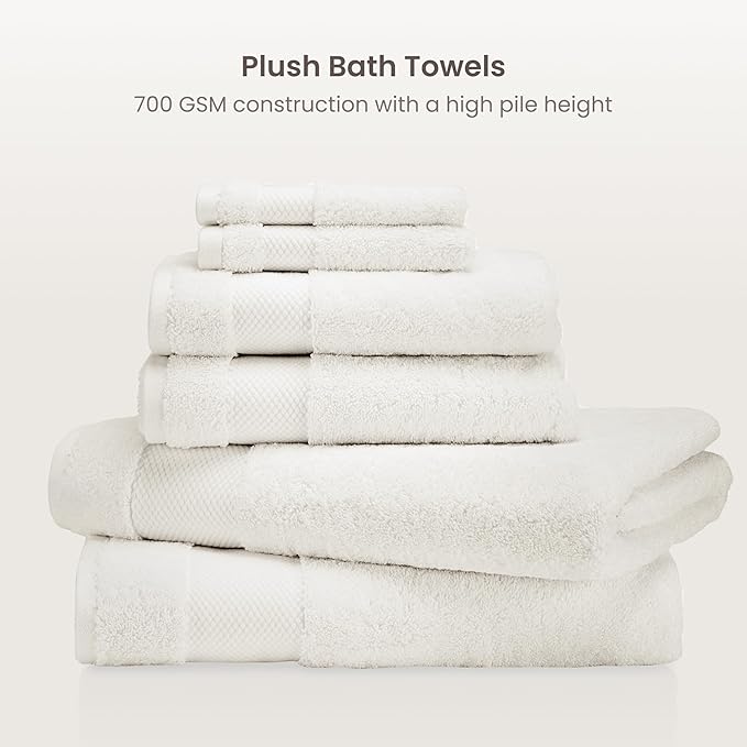 BIOWEAVES 100% Organic Cotton 700 GSM Plush 6-Piece Towel Set GOTS Certified - Image 2