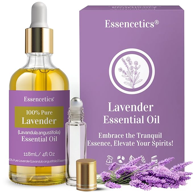 Organic Lavender Essential Oil for Diffuser 4oz by Essencetics