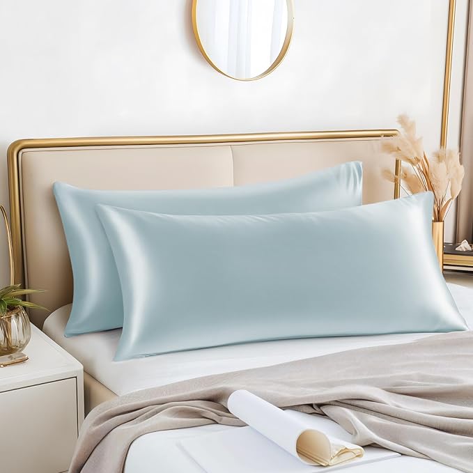 BEDELITE Satin Body Pillow Cover 2 Pack, Super Soft and Cooling Body Pillow - Image 2