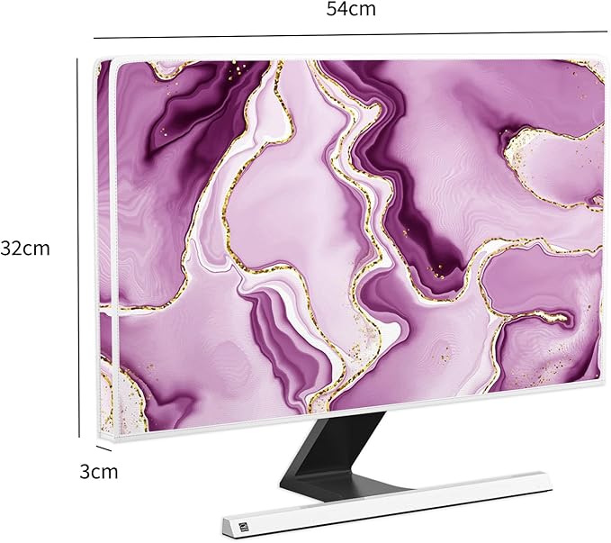 Baocicco Violet Gold Marble Waterproof Computer Monitor Dust Cover 22, 23, 24, 25 Inch for Home Office Creative Computer Dust Proof Monitor Covers for Computer Screen Anti-Static Dustproof Protective