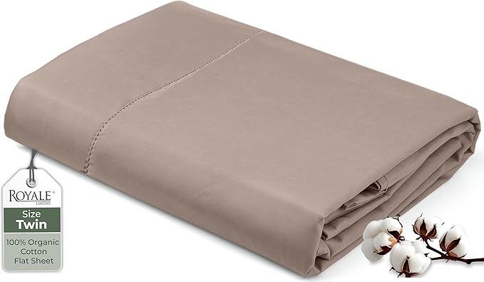 Royale Linens 100% Organic Cotton Twin Flat Sheet Only by ROYALELINENS