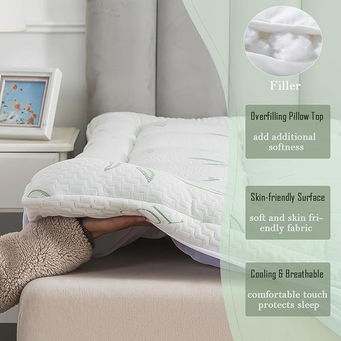WhatsBedding Full Mattress Topper, Soft Pillow Top Mattress Topper - Image 5