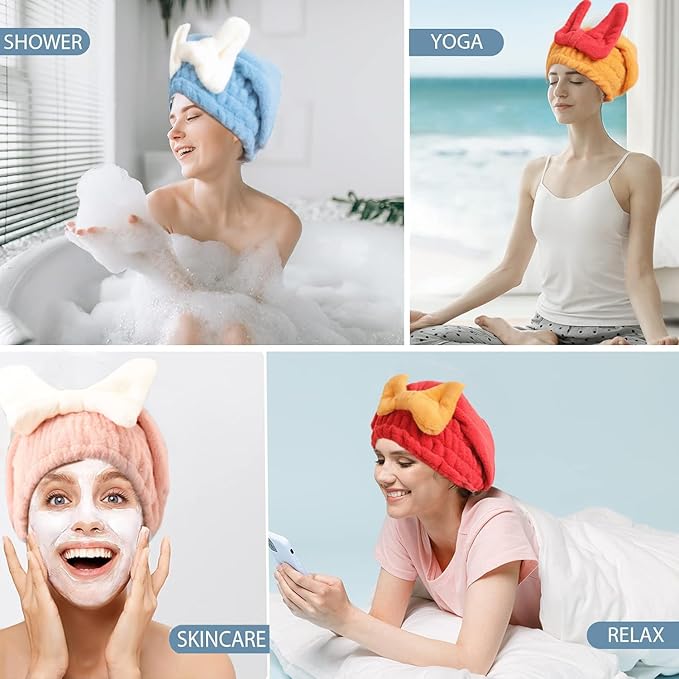 4Pcs Microfiber Hair Drying Cap, Ultra Absorbent Hair Towel Wrap Turban - Image 7