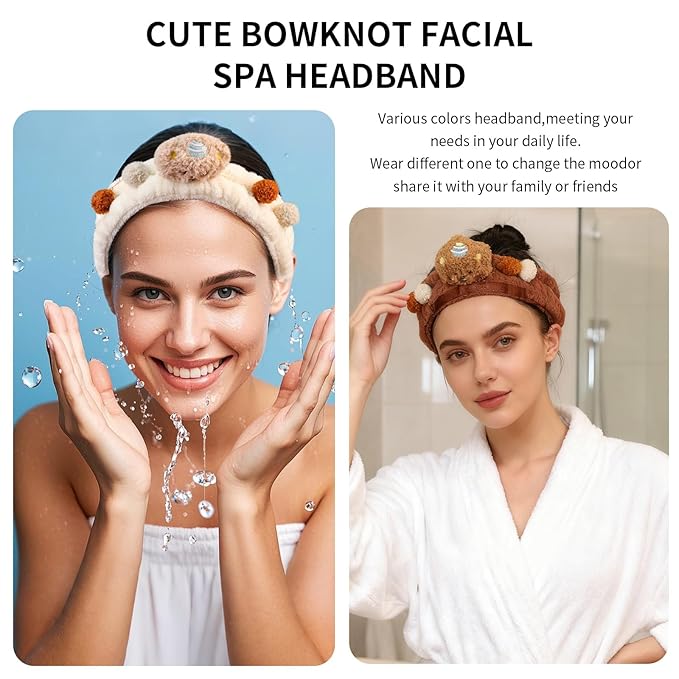 PERFECTSIGHT Spa Headband for Washing Face, 2 Pack Cute Hair Band for Shower - Image 4