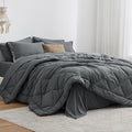 Love's cabin Queen Comforter Set Dark Grey, 7 Pieces Queen Bed in a Bag by Lovescabin