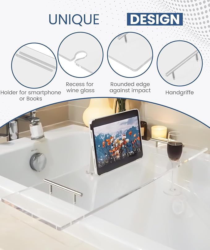 Acrylic Bathtub Tray Bathtub Tray Caddy Bath Tray Table - Image 3