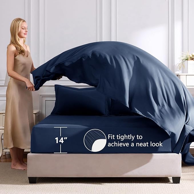 CozyLux King Size Comforter Set Navy Blue - Image 5