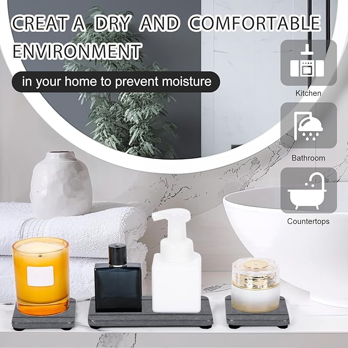4PCS Stone Drying Trays for Bathroom Sink and Kitchen Counter, Water Absorbing - Image 7