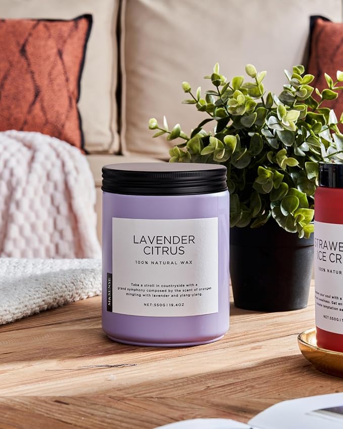 M&SENSE Lavender Citrus Candles, 19.4oz 110H Burn Time Large Natural Soy Candles - Image 8