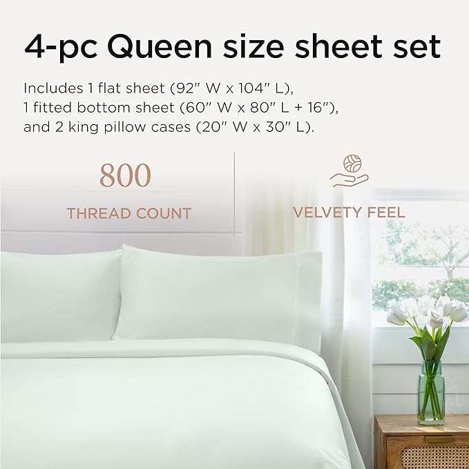 Threadmill Queen Sheet Set | 800 Thread Count Queen Bed Sheets - Image 2