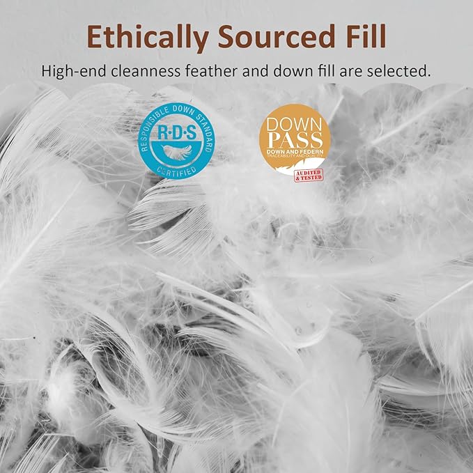 Luxury Feathers Down Pillows King Size Set of 2, Hotel Quality Fluffy Bed - Image 4