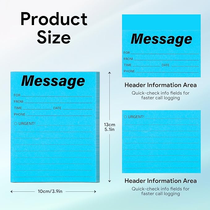 9Pack Phone Message Pads for Office, 4 x 5 Inch Self-Stick Note Pads, While You were Out Message Pad Neon Sticky Notes, Urgent Sticky Note for Work Call, Office Supplies, 50 Sheets/Pack (Style-A)