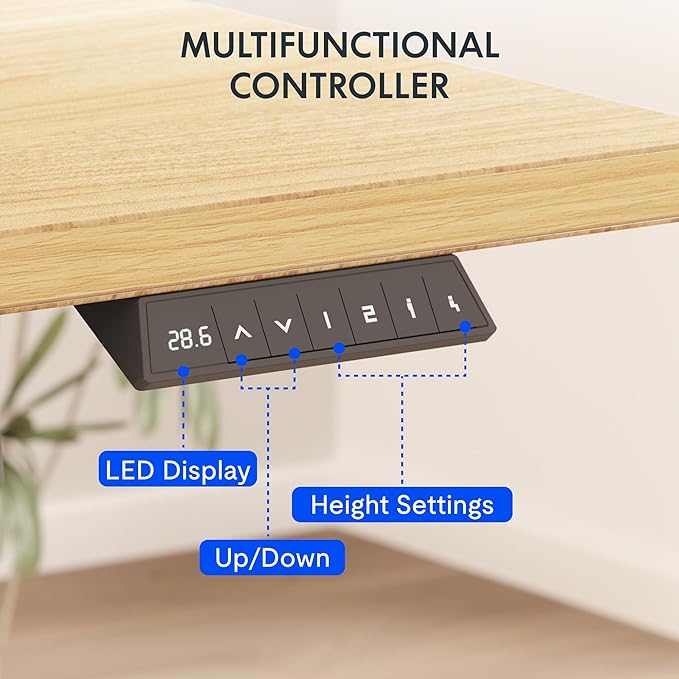 FLEXISPOT EN2 Whole-Piece Standing Desk with Clamp Power Strip, 48 x 30 Electric Stand Up Height Adjustable Desk with Cable Management (Gray Frame + 48" Maple Top, 2 Packages)
