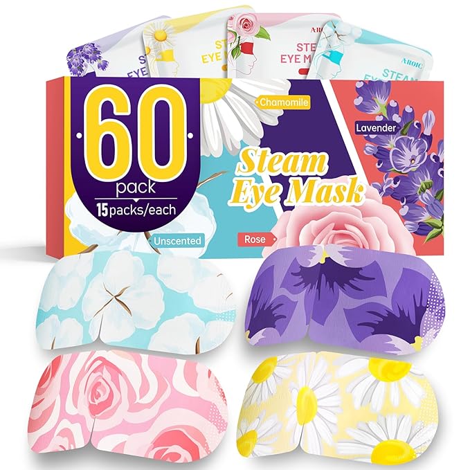AROIC 60 Pack Steam Eye Masks Disposable, Heated Eye Mask Warm Compress by AROIC