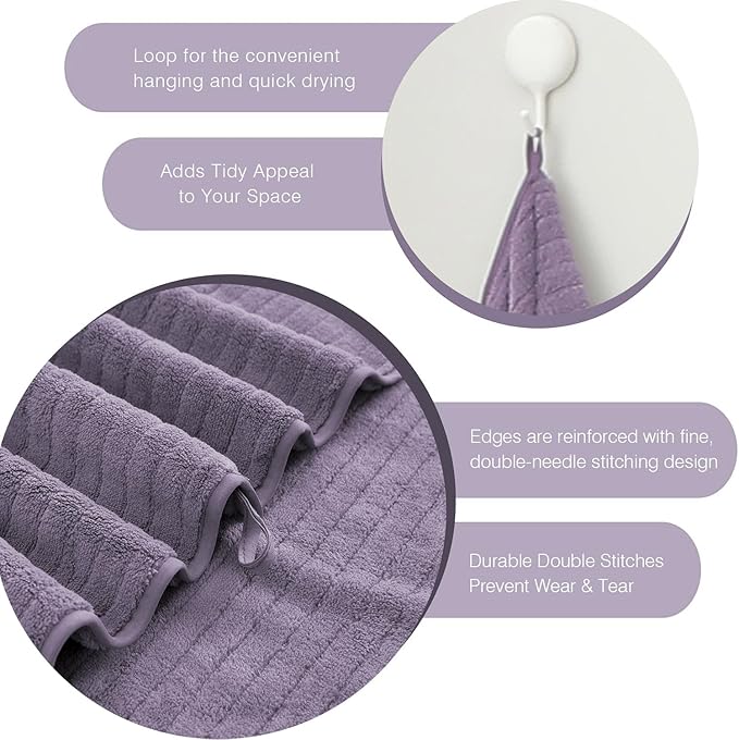 Hailea Hand Towels Set 16x31 Inches, Soft Microfibers Bathroom Towel Set 2 Pack - Image 3