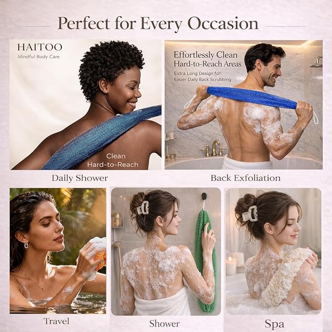 African Net Sponge Authentic, 4 Pieces African Exfoliating Net Sponge Body Back - Image 8
