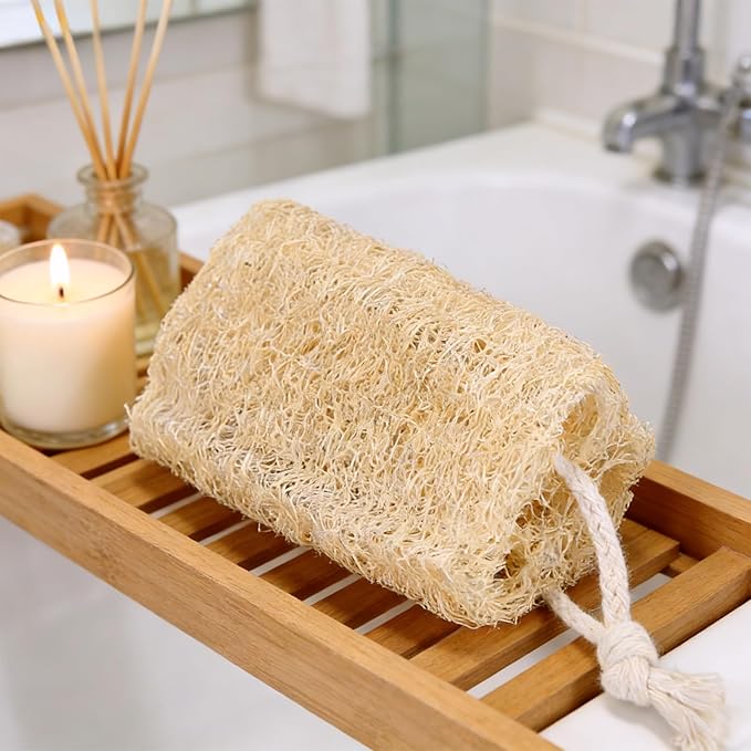Natural Loofah Sponge Organic Loofa Set 6 Pack, Exfoliating Body Scrubber - Image 5