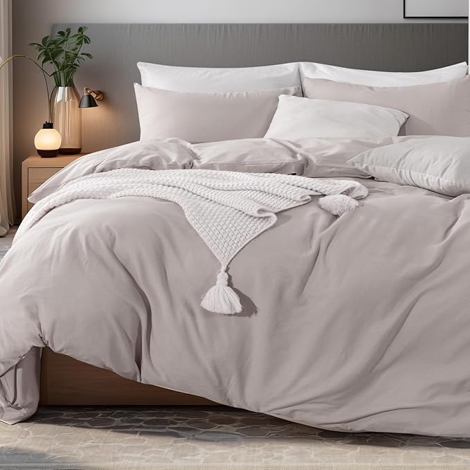 NEXHOME PRO Duvet Cover Queen Size, 100% Washed Cotton Orgnic Linen Like - Image 4