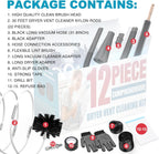 Sealegend 15-Piece Dryer Vent Cleaner Kit Omnidirectional Dryer Cleaning Kit Include 30 Feet Dryer Vent Brush, Black Dryer Lint Vacuum Attachment&Dryer Lint Trap Brush, Vacuum & Dryer Adapters