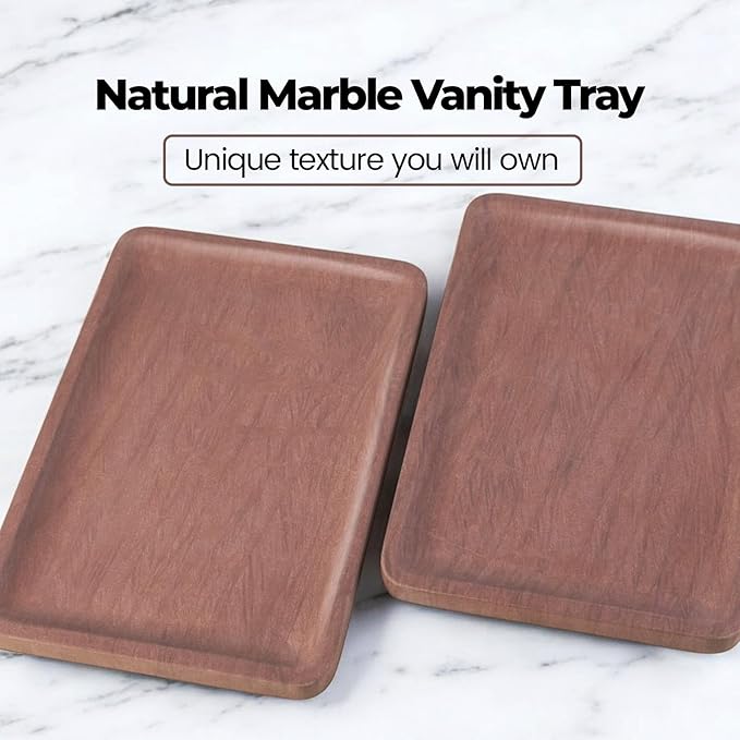 Karibiber Marble Vanity Tray, 11.8in Sandstone Bathroom Kitchen Tray - Image 4