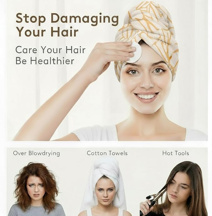 2-Pack Microfiber Hair dring Towel | 50% Faster Drying, Ultra Absorbent & Frizz - Image 5