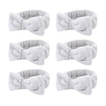 Casoty 6 Pcs Grey Spa Headband, Bow Hair Band, Soft Coral Fleece Makeup Headband by Casoty
