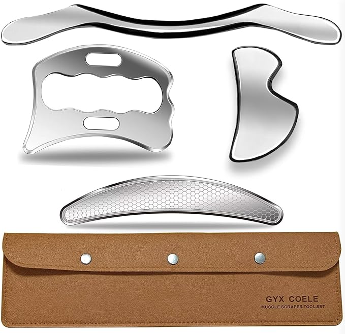 4 in 1 Professional Muscle Scraper Tool Set, Stainless Steel gua sha IASTM Tools by GYXCOELEIASTMTOOL