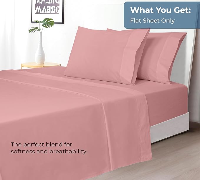 Royale Linens 100% Organic Cotton Twin XL Flat Sheet Only - Image 5