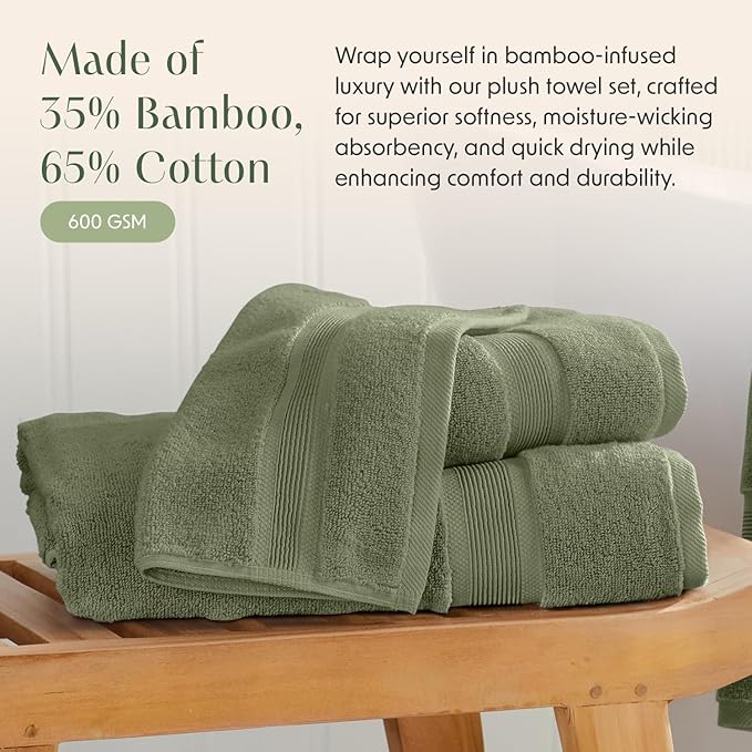 Springtree Home Luxury Viscose from Bamboo Bath Towel Set of 4 | 35% Viscose - Image 4