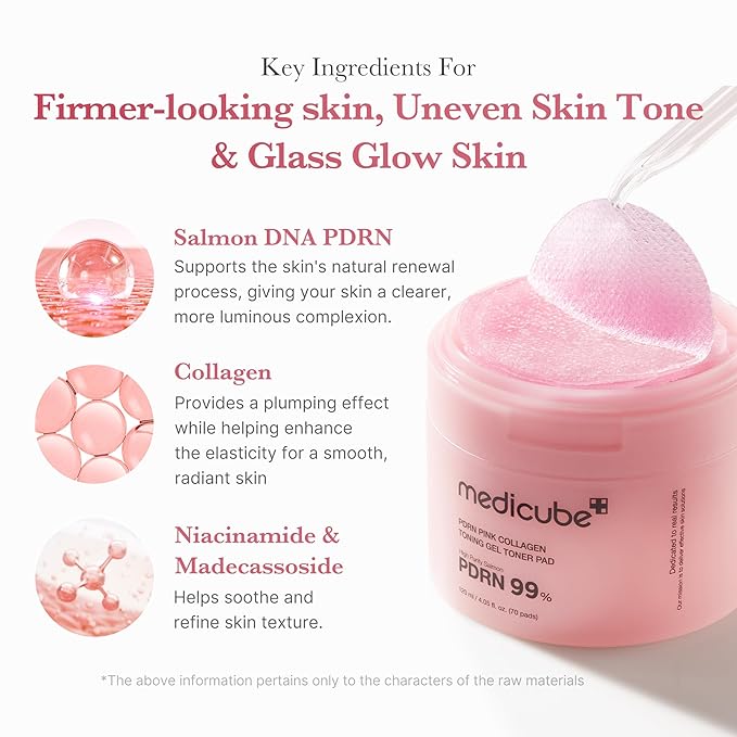 medicube Toner Pads Salmon DNA PDRN Pink Collagen Jelly Pad | Korean Gel Toner - Image 4
