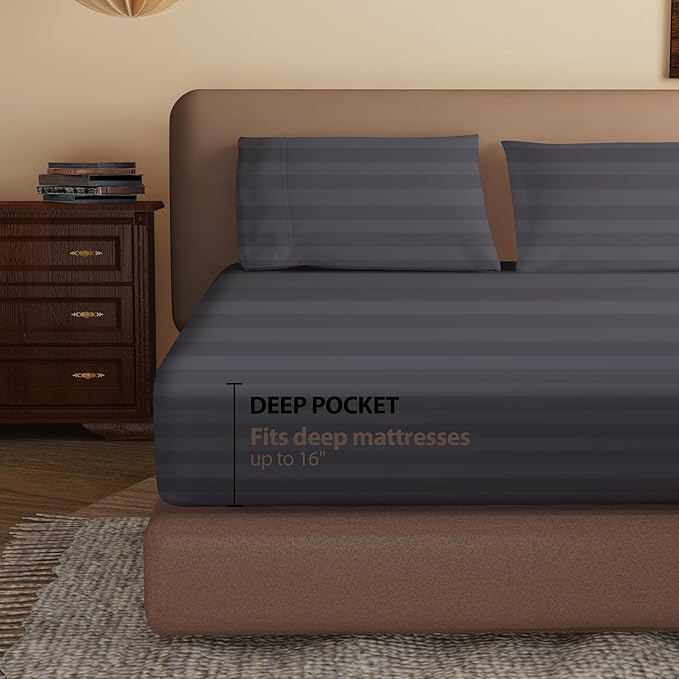 100% Egyptian Cotton Fitted Sheet Twin Size, 600 Thread Count, Single Fitted - Image 2