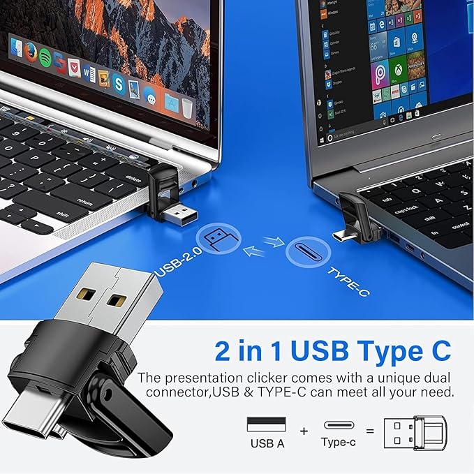 Presentation Clickers Wireless Presenter Remotes for PowerPoint, Powerpoint Clicker with Volume Control PowerPoint Slide Advancer for Mac, Receiver with Dual Functions,Computer, Laptop, LBBYDDLL