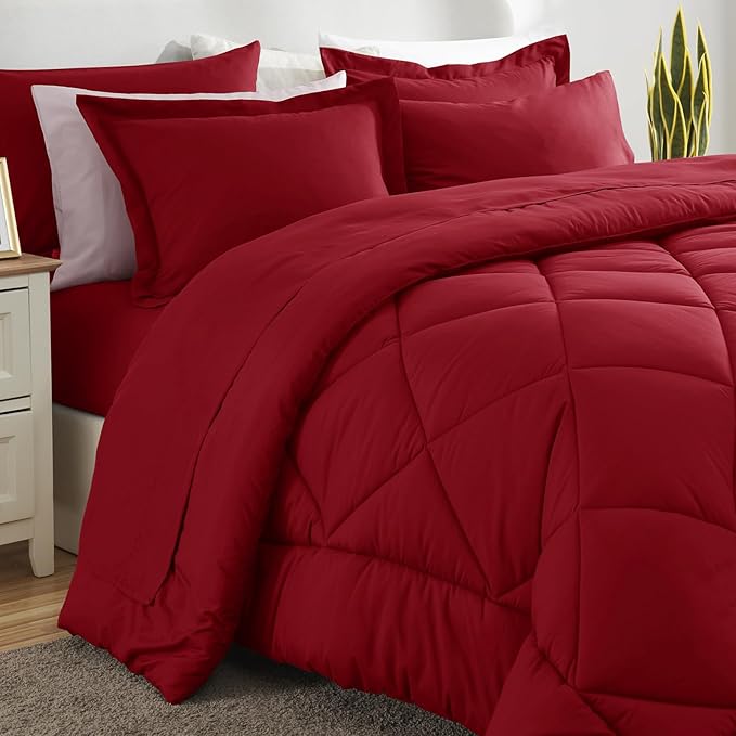 CozyLux Full Size Comforter Sets Dark Red - Image 8