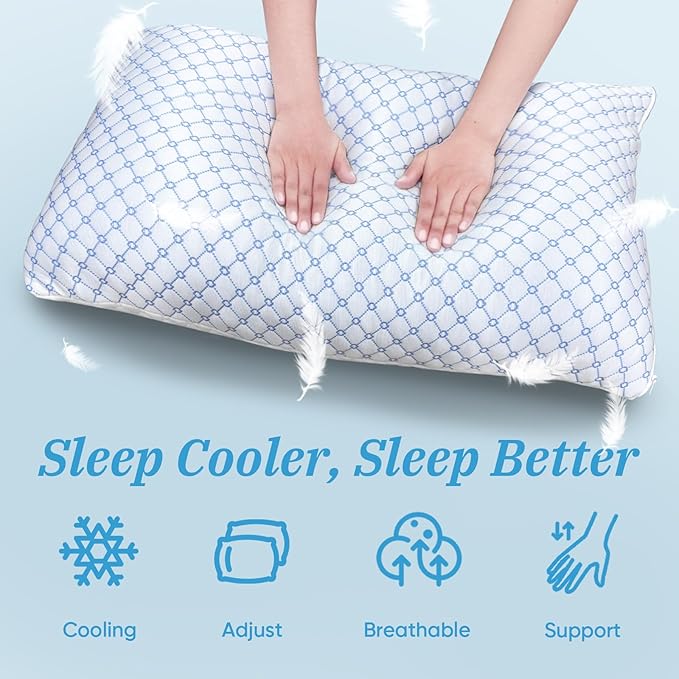 OAISZ Cooling Pillow King Size Set of 2, Shredded Memory Foam Bed Pillows - Image 7