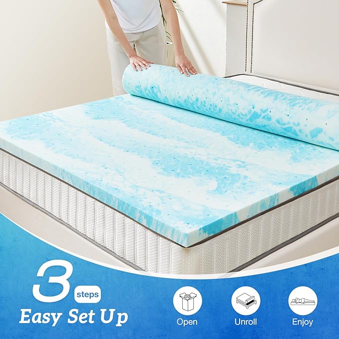 Sweetcrispy Mattress Topper California King, 3 Inch Thick Memory Foam Gel - Image 6