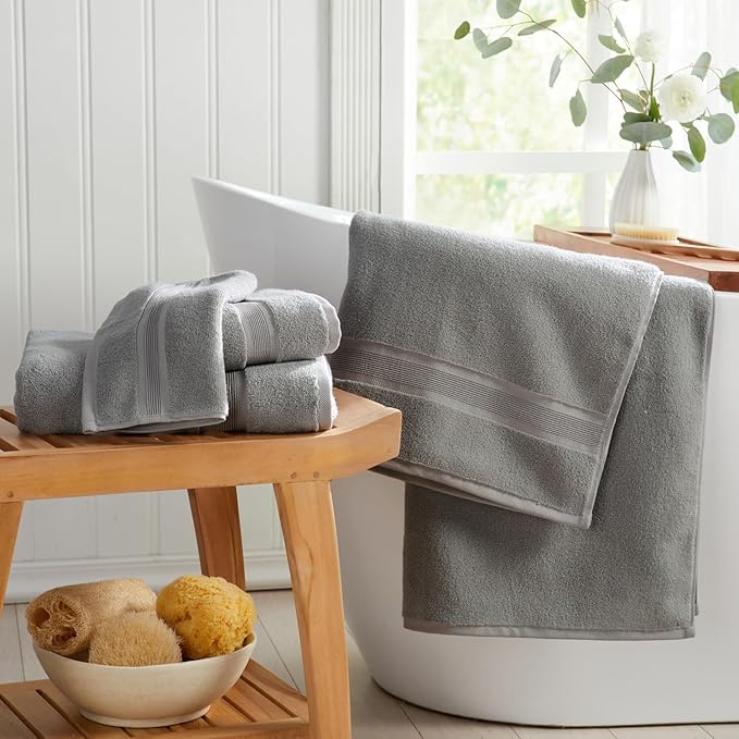 Springtree Home Luxury Bamboo Rayon Bath Towel Set 6 Piece Set | 35% Bamboo - Image 4