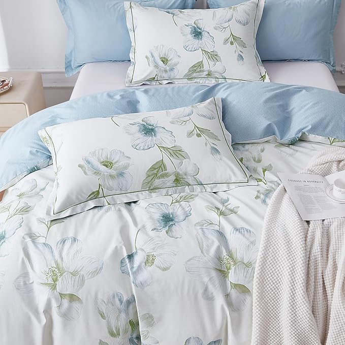 OAITE Duvet Cover Set King Size Floral Pattern 500 Thread Count Ultra Soft 100% - Image 3