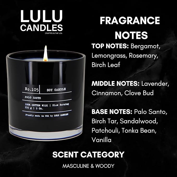 Lulu Candles | Palo Santo | Luxury Scented Soy Jar Candle | Hand Poured in The - Image 3