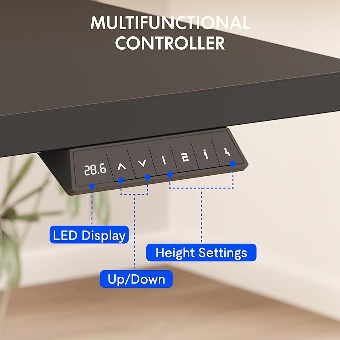 FLEXISPOT EN2 Whole-Piece Standing Desk with Clamp Power Strip, 55 x 28 Electric Stand Up Height Adjustable Desk with Cable Management (Gray Frame + 55" Black Top, 2 Packages)