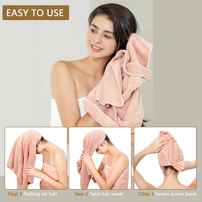 Microfiber Hair Towel Quick Dry Hair Towel Hair Drying Towels Suitable - Image 4