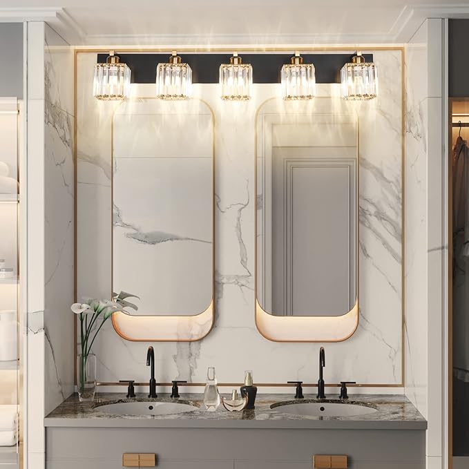 Aipsun Modern Vanity Light Bathroom Lighting Fixtures 5 Light Crystal Bathroom - Image 6