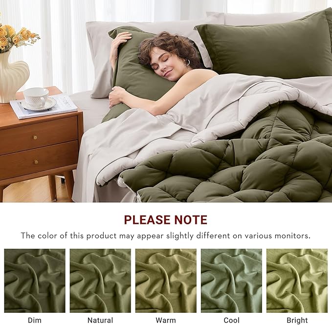 MUXHOMO 7 Pieces King Comforter Set, Reversible Bed in a Bag King Size - Image 4