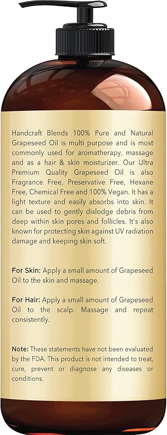 Handcraft Blends Grapeseed Oil | 100% Pure and Natural | Bath & Body Oil | - Image 3