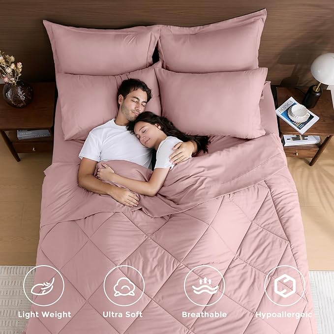 HEVUMYI Dusty Pink Full Comforter Set - Image 2