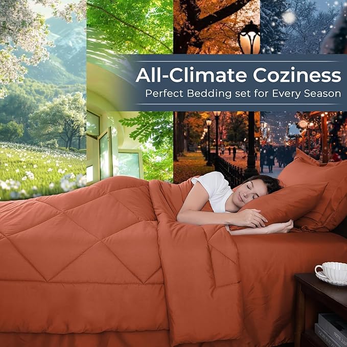 HEVUMYI Burnt Orange Twin-XL Comforter Set - Image 3