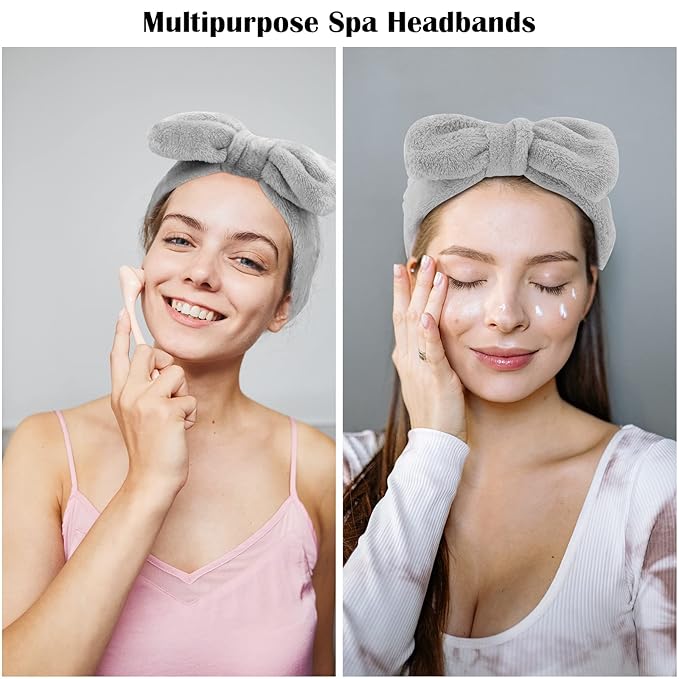 Ondder Spa Headband for Washing Face 8 Pack Gray Skincare Headbands for Women - Image 4