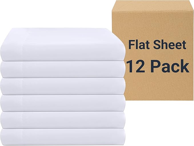 ZPECC White Bulk Flat Sheets Only Queen Size 12 Pack, Easy Sort Top Bed Sheet by ZPECC-ABrandThatHasBeenFocusedOnBabyProductsFor18Years