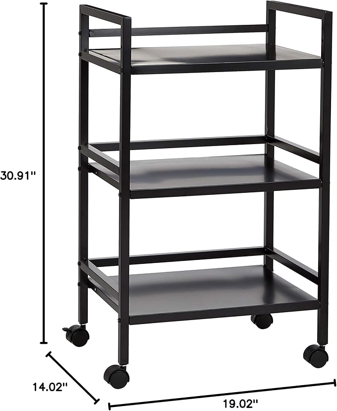 Amazon Basics 3-Tier Metal Rolling Utility Cart, Storage Organizer, Mobile - Image 8